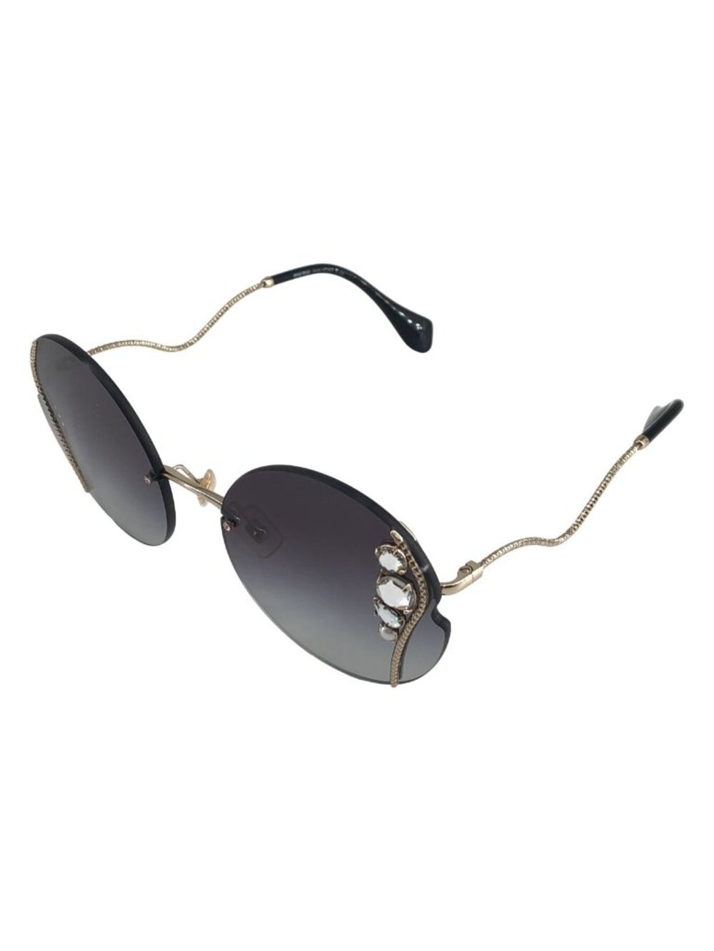 Miu Miu la Mondeen Round Shape Rimless Sunglasses 61 19 Black Gold Eyewear